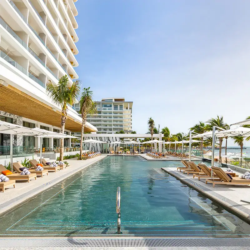 Cancun aerial hotel view