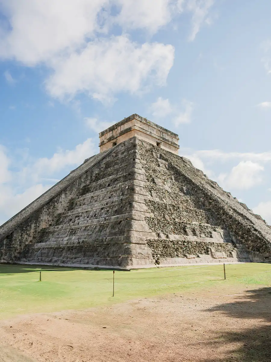 Safe and beautiful area of the Chichen Itza pyramid in Cancun